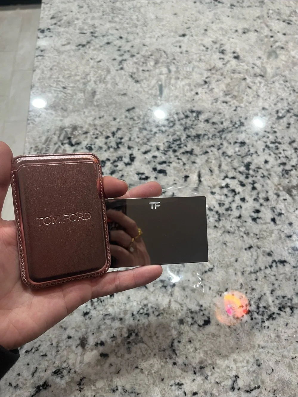 Tom Ford Metallic Rose Gold Card Wallet Phone Accessory